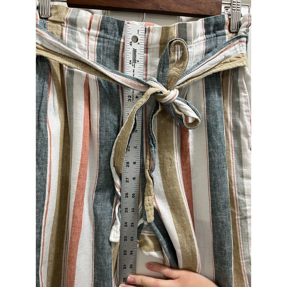 Madewell Tie-Waist Huston Pull-On Crop Pants Size Small in Stripe Linen Blend - Picture 11 of 12